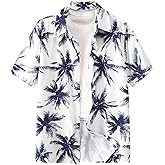 OYOANGLE Boy's Hawaiian Shirts Boho Tropical Print Short Sleeve Button Down Beach Vacation Shirt Tops