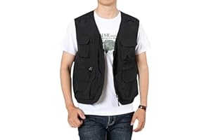 Arssm Men's Fishing Vest Outdoor Cargo Safari Hiking Travel Casual Lightweight Utility Vest With Pockets