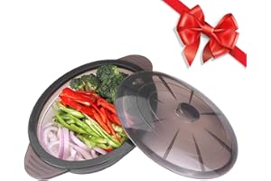 Microwave Steamer Cooker Collapsible Bowl-Silicone Steamer Cookware with Handle Lid for Vegetables Fish Prep Meal Food with R