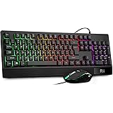 Amazon.com: Rii RK300 Rainbow RGB Backlit Gaming Keyboard, 104 Keys USB ...