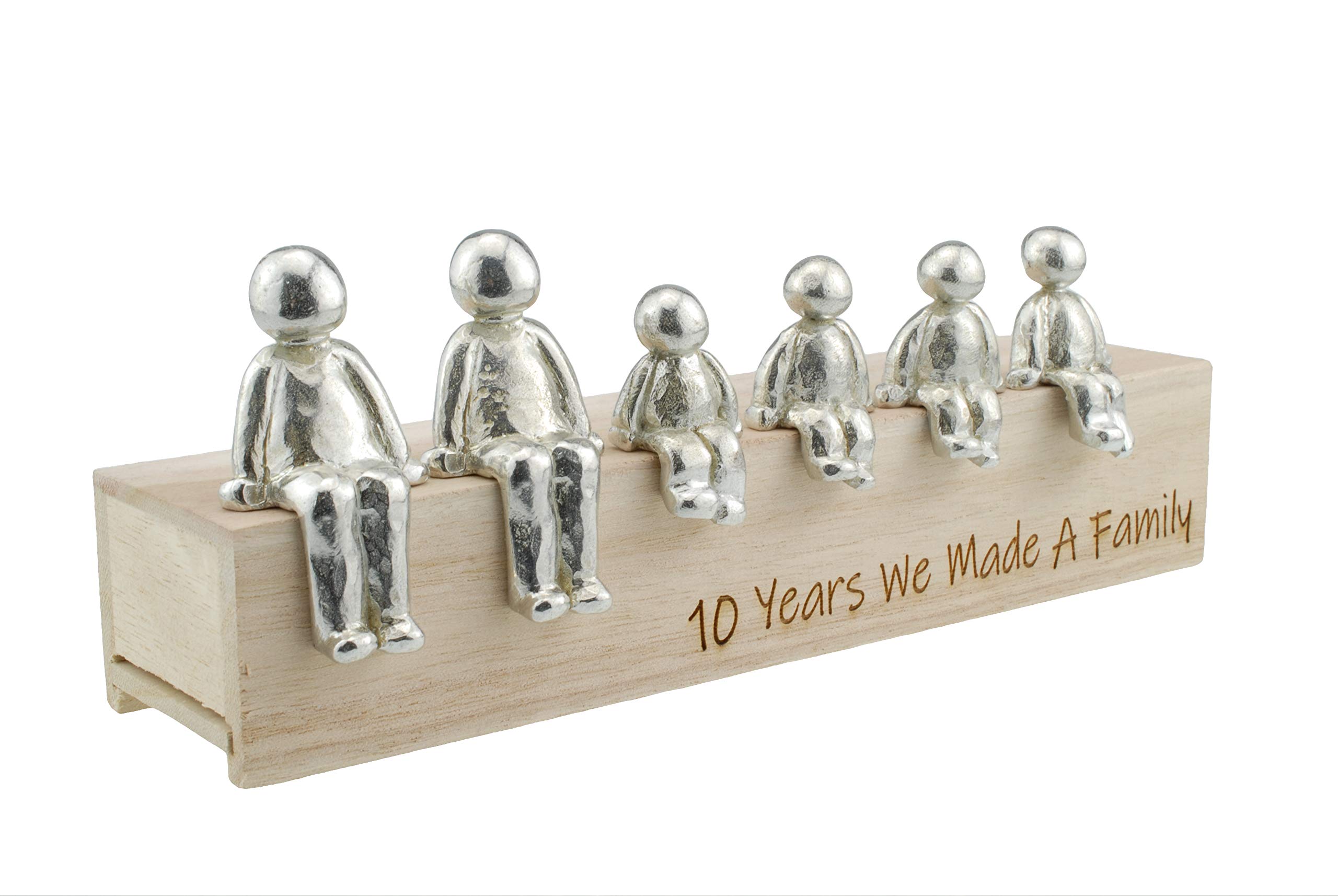 Pirantin 10th anniversary Idea - 10 Years We Made A Family 100% Tin - Choose Your Family Combination (4 Children)