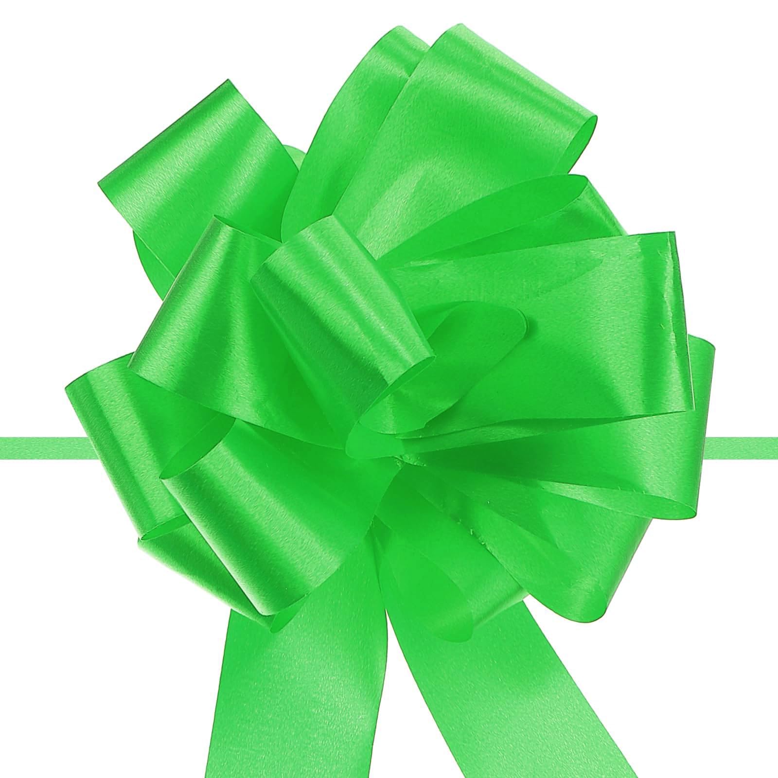 Unifizz 20pcs 5 Inch Green Pull Bow Big Gift Bows Solid Color Plastic Flower for Wedding Car Baskets Presents Christmas Party Decoration