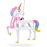 Rainbow Unicorn Glass Christmas Ornament | Hand Painted, Ready to Hang, Gift Tagged