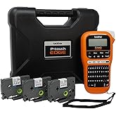 Brother PT-E110BP Contractor Kit: P-Touch Handheld Industrial Label Printer Plus 3 Tapes (up to 12mm Labels)