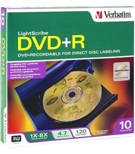 DVD+R Verbatim LightScribe - Lot De 5 - 4,7 Go - Gravure D'Étiquettes Directe Sur Disque