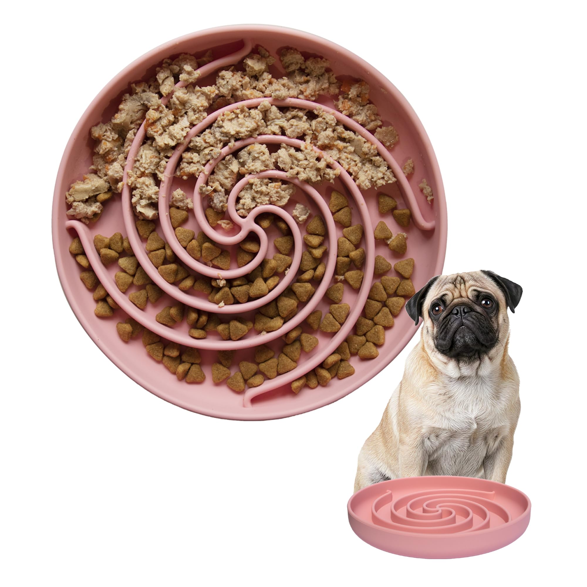 Photo 1 of Bifeaw Slow Feeder Dog Bowls, Dishwasher Microwave Safe Silicone Puppy Puzzle Bowl with Non-Slip Design for Eating (Powder Pink)