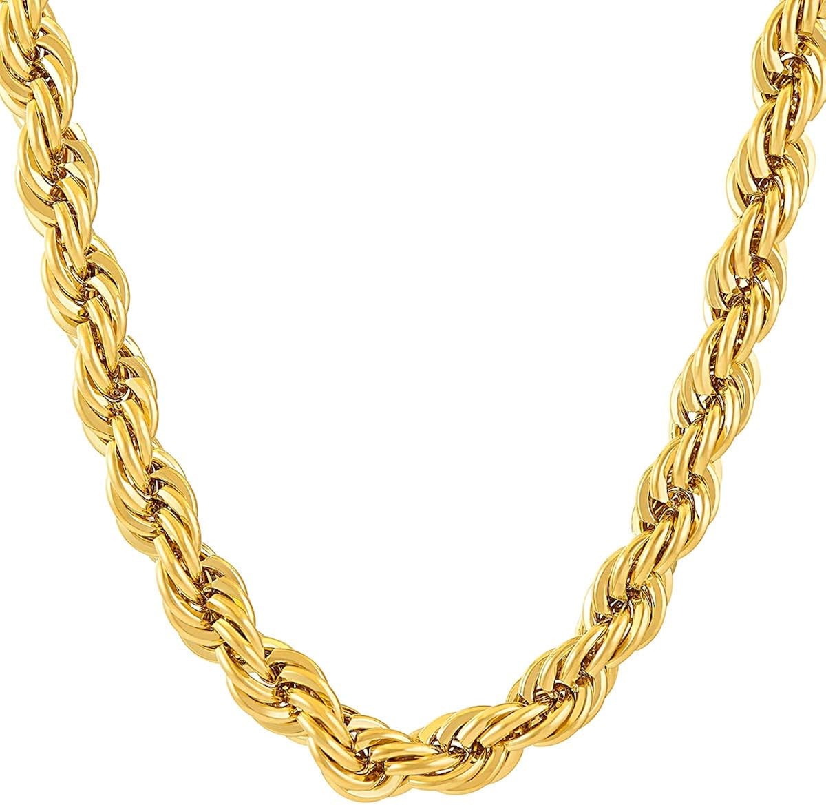 Vagalbox Hiphop Punk Rapper Gold Rope Necklace Long Chain for Men