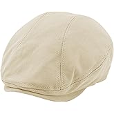 POUDAY Men's Cotton Newsboy Cap Flat Cap Newsboy Hat for Men Cabbie Hat Breathable Soft Summer Hat for Driving Hunting Golf