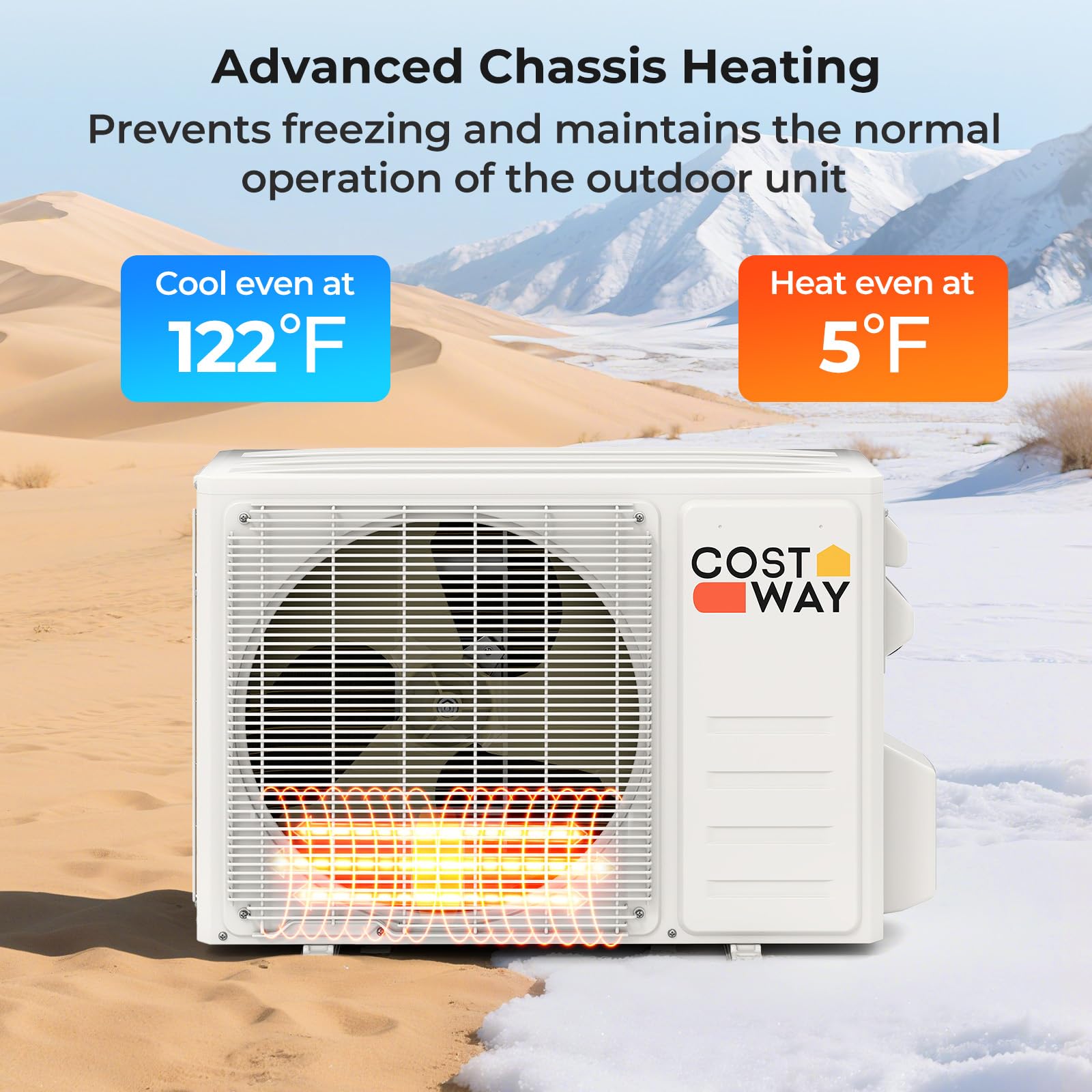 COSTWAY 11500 BTU Mini Split Air Conditioner, 115V 17 SEER2 Wifi Enabled Inverter Air Conditioner & Heater Pump System Cools Up to 750 Sq. Ft, Compatible with Alexa, w/Installation Kit
