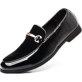 COSIDRAM Men's Casual Shoes Fashion Velvet Patent Leather Loafers Classic Gold Buckle Business Party Shoes