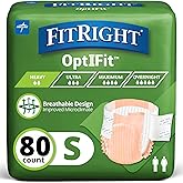 FitRight OptiFit Extra Adult Briefs, Incontinence Diapers with Tabs, Moderate Absorbency, Small, 20 to 32", 20 Count (Pack of 4)