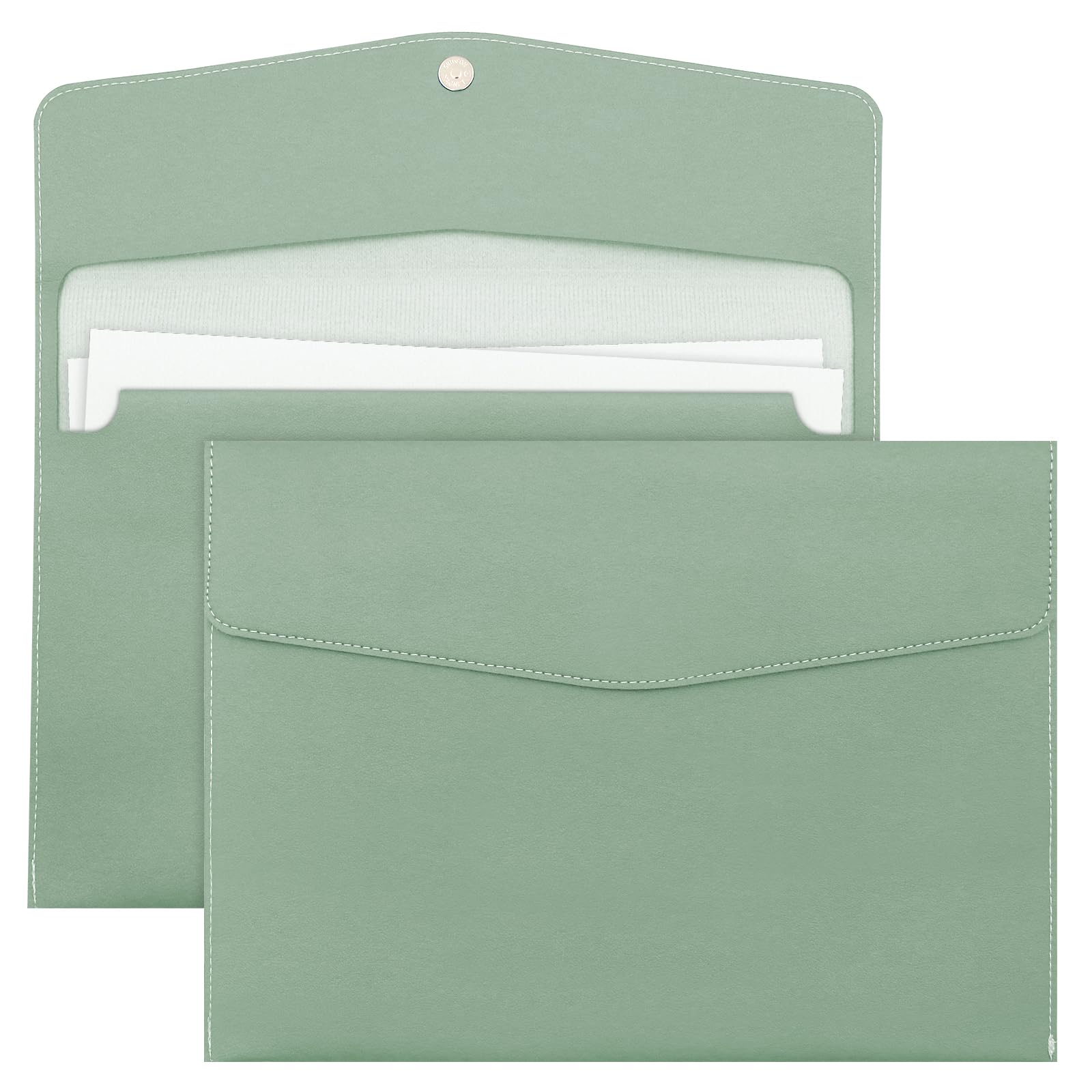 A4 Document File Folder, New Soft Leather A4 Pocket Envelope Folder Wallets,Waterproof Expanding File Organizer Portfolio Storage,File Organizer (Green)