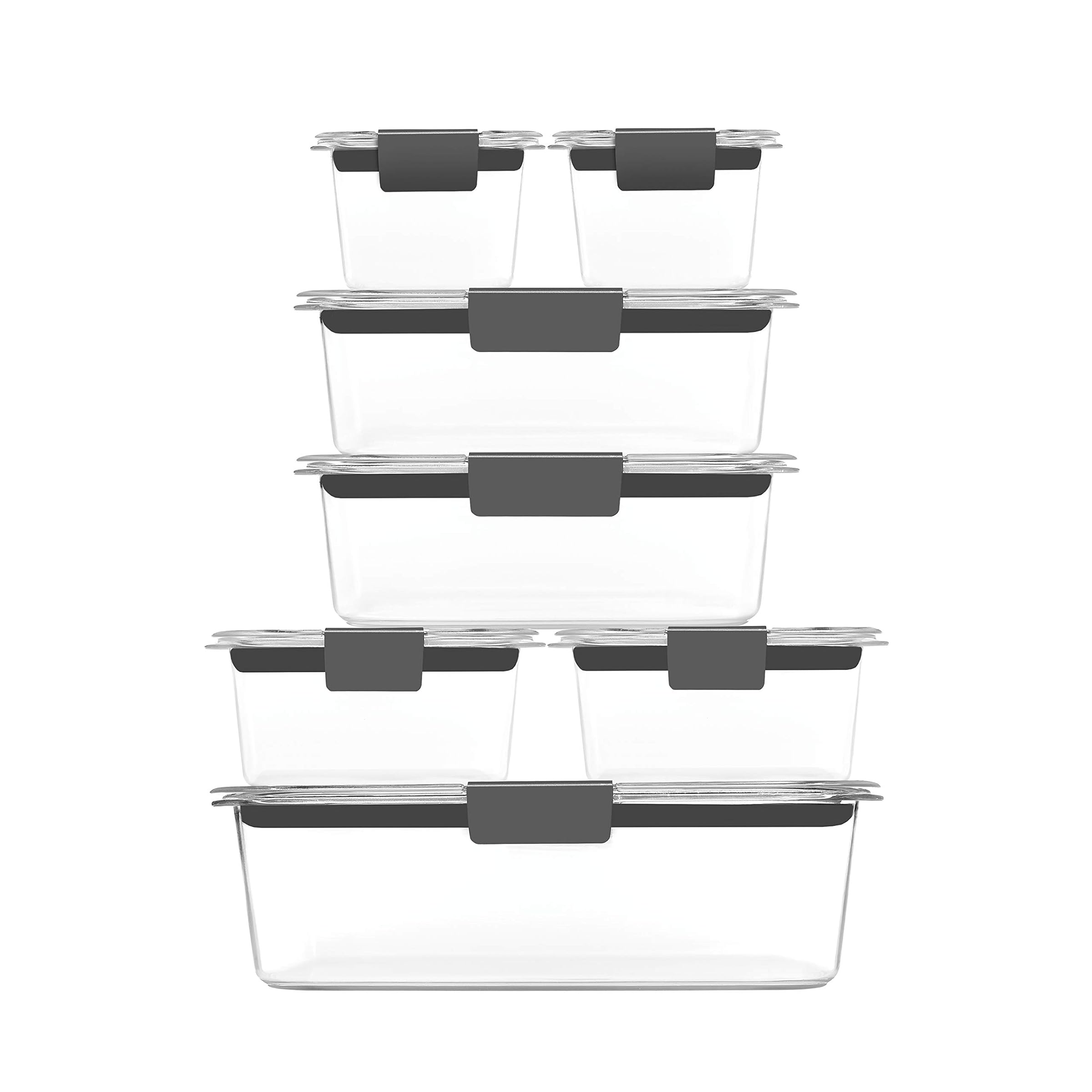 Rubbermaid 2108377 Brilliance Storage Food Storage Containers, Plastic Lids, Set of 14, BPA Free