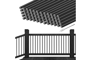 Andorm 60 Pack Black Metal Balusters for Deck 36 inch, Black Metal Deck Spindles 3/4", Aluminum Black Deck Railing Baluster R