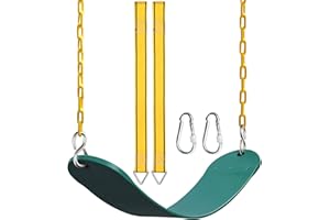 PACEARTH Swing Seat Support 660lb with 68.9 inch Anti-Rust Chains Plastic Coated 23.6 inch Tree Hanging Straps and Locking Buckles Outdoor Playground Tree Swing-Green