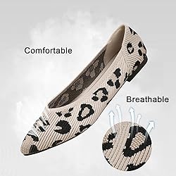 TINGRISE Women's Flats Shoes Pointed Toe Knit