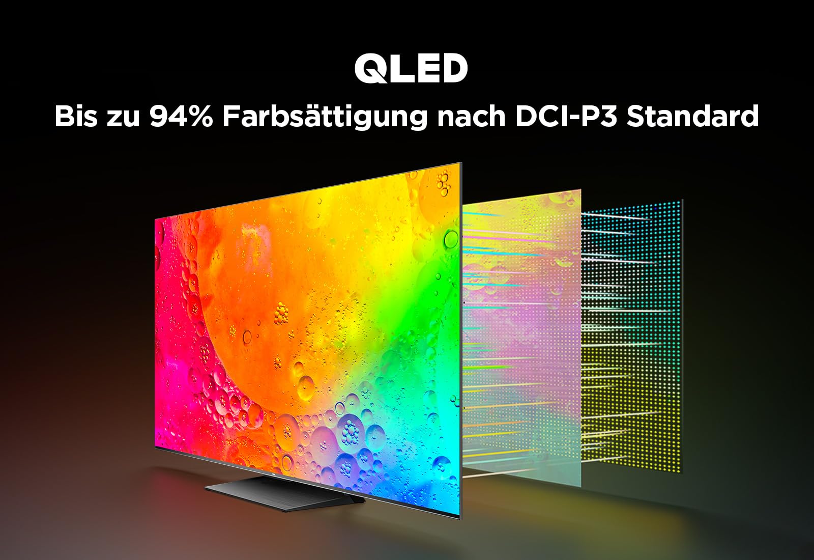 TCL 65T8A 65-Zoll-Fernseher, QLED, HDR 1000 nits, Full Array Local Dimming, IMAX Enhanced, 144Hz VRR, Dolby Vision und Atmos TV, Unterstützt bei Google