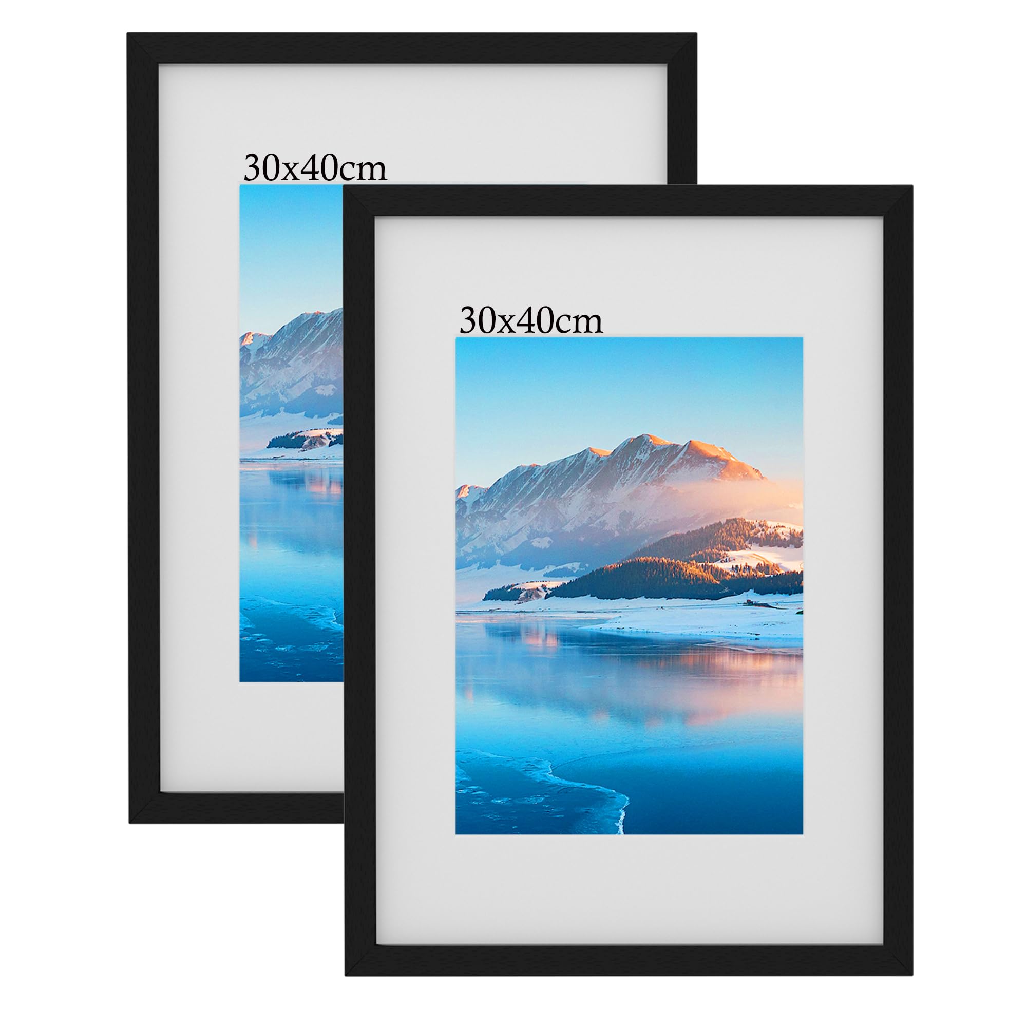 30 x 40 cm Frame 2 Pack,Black Wooden 12 x16 inch Picture Frame, 30x40 cm Photo Frame with Plexiglass, Wall-Mounted 30x40 cm Poster Frame, Photo Frame for A4 Print, Bedroom and Living Room Decoration — image 1