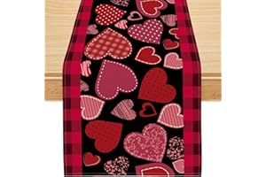 Siilues Valentines Table Runner, Love Heart Valentines Day Decorations Valentines Runner for Table Seasonal Holiday Decor for Indoor Outdoor Dining Table Decorations (13'' x 72'')