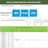 AMLOOPH M5 x 30mm Allen Socket Head Cap Screws Stainless Steel Pack of 20 view 2