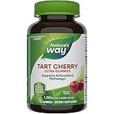 Nature's Way Tart Cherry Ultra Gummies, Antioxidant Support from Anthocyanins*, 1,200 mg per 3-Gummy Serving, Cherry Flavored, Gluten Free, Vegetarian, 75 Count (Packaging May Vary)