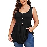 ZHUHOUSE Womens Plus Size Summer Tank Tops Sleeveless Cute Flowy Babydoll T-Shirts Peplum Tunics