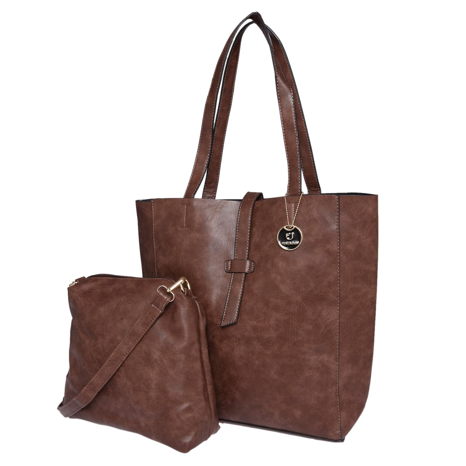 fur jaden brown tote handbag for women with sling bag combo