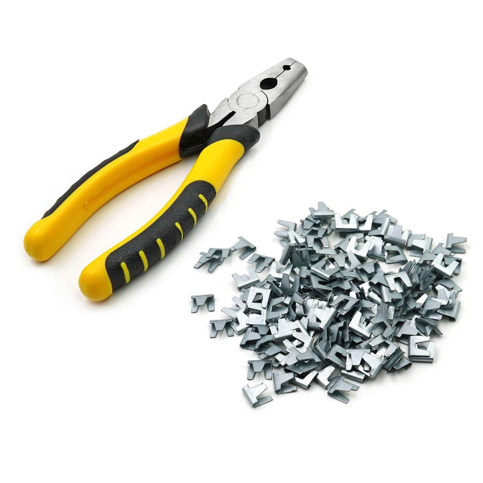 MUALROUS Wire Cage Buckle Clips Pliers Sets 300pcs Wire Cage Clips Bird Cage Building Kit Cage Welding Repair Hand Tools for Pet Cat Dog Rabbit Cage and Cattle Sheep Fence Wire Mesh