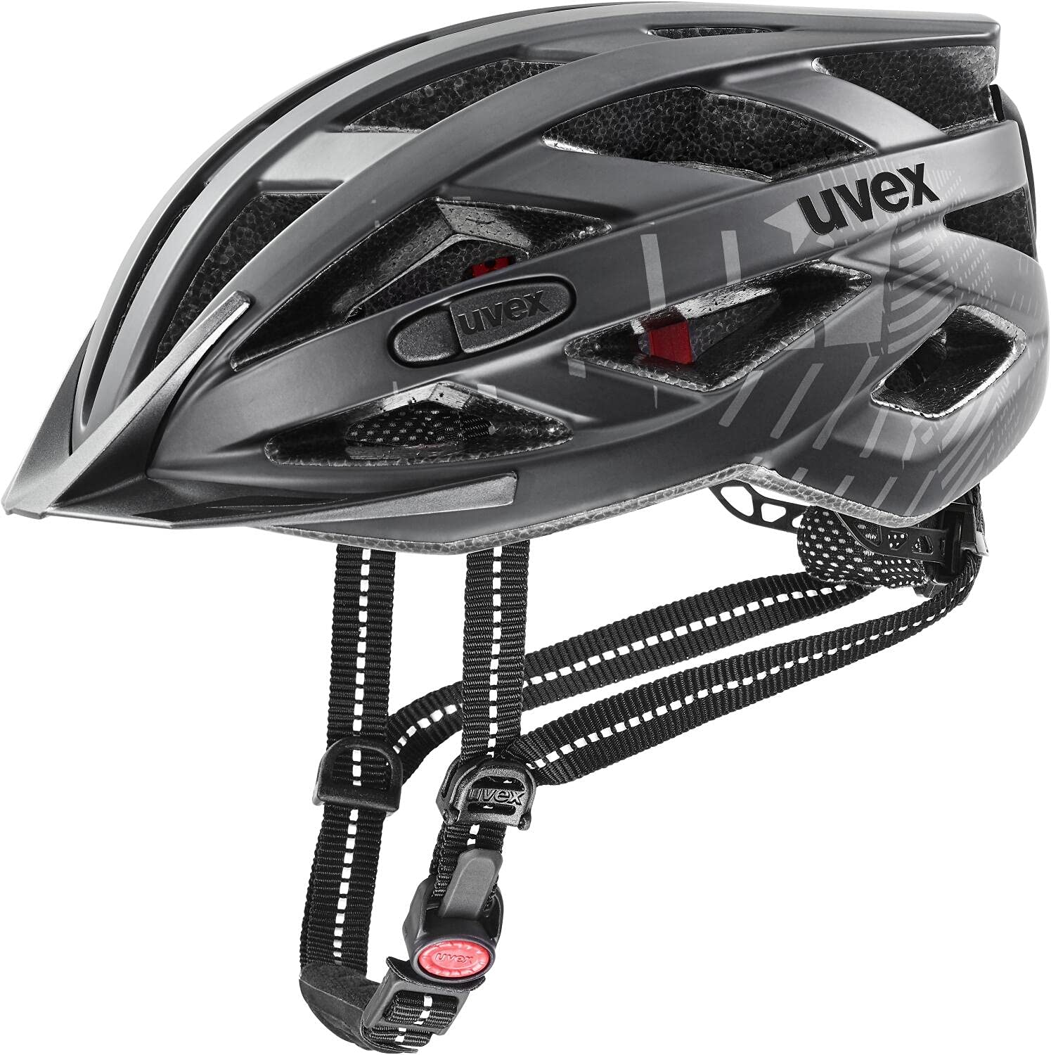 uvex city i-vo - lightweight city helmet for women and men - individually adjustable fit - includes LED light - all black matt - 52-57 cm