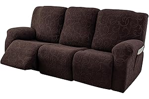 YUEANG Recliner Sofa Covers Sectional Couch Cover for Reclining Couch 3 Seat, 5-Pieces 3 Cushion Sofa Stretch Recliner Sofa Slipcover, Soft Jacquard Furniture Dog Couch Cover Protector