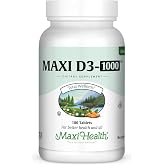 Maxi Health&reg; Vitamin D3 1000 IU Supplement (180 Tablets) | Kosher | Vitamin D Immune Support Supplement | Calcium Absorption, Bone, Teeth &amp; Muscle Support | Non-GMO | Doctor Formulated