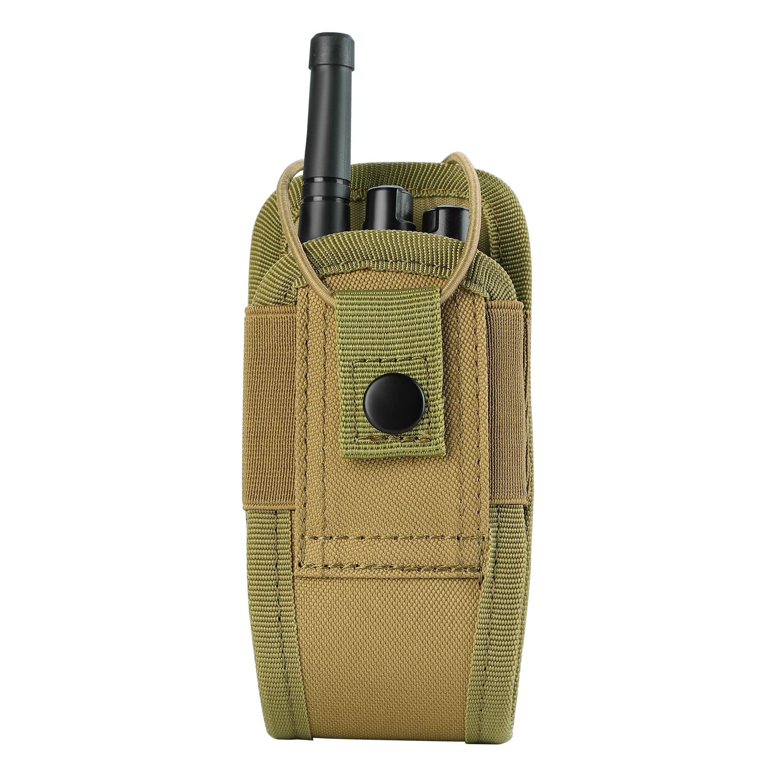 Kyrio Molle Radio Holder Walkie Talkie Pouch Case for Duty Belt Radio Holster Tactical Hunting Intercom Bag Interphone Pouch (1 Pack, Brown)