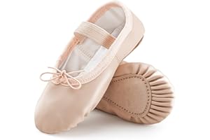 OWANVION Girls Ballet Shoes Leather Ballet Flats Indoor Dance Slippers for Kids, Toddlers Dance Shoes