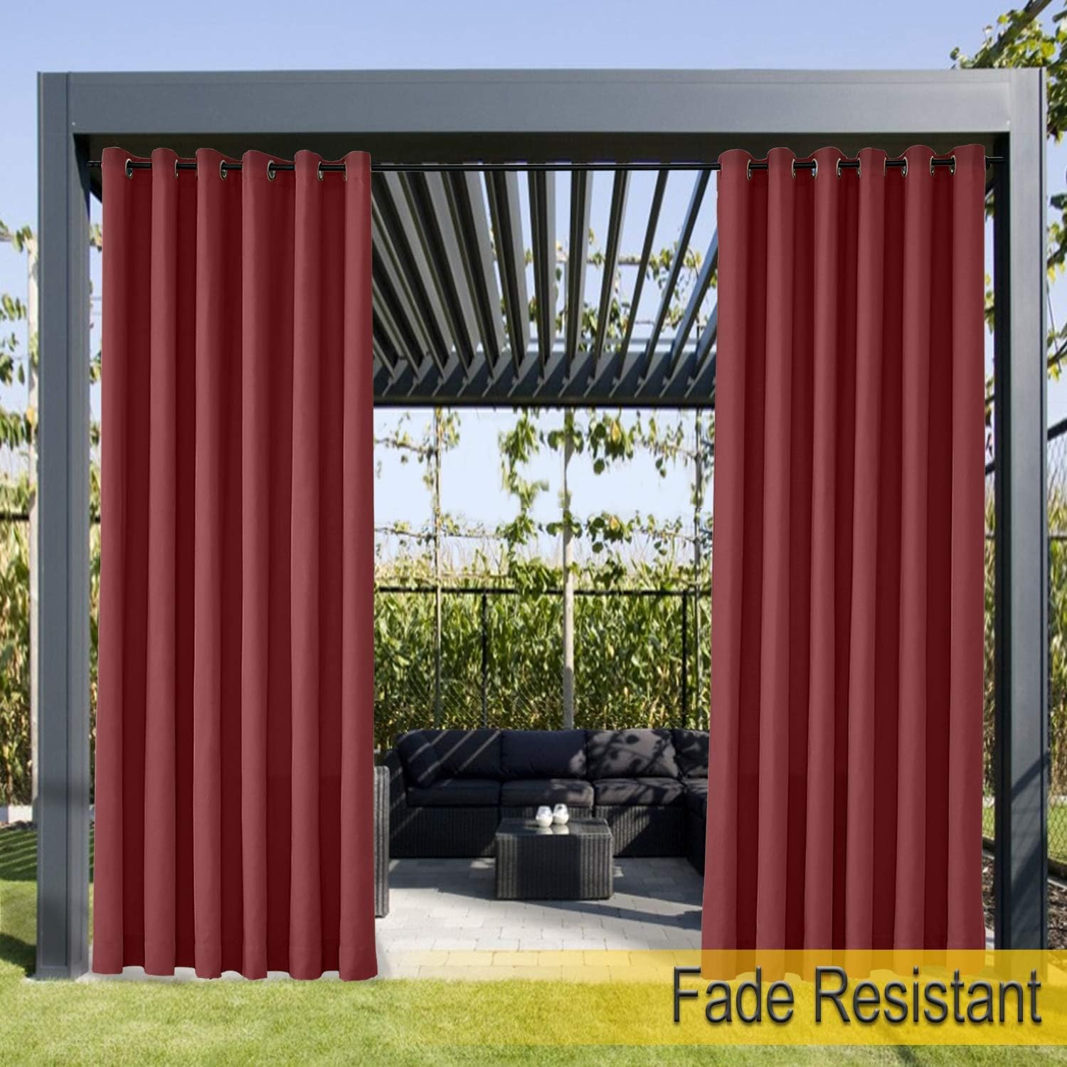 Waterproof, Fade Resistant Outdoor Curtain Burgundy 50"W x 96"L
