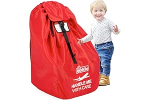 KIDDI GO KiddiGo Car Seat Travel Bag for Airplane, Red, 33” H x 18” W x 18” D, Fits Most Standard Convertible, Booster & Infant Car Seats, Gate Check Universal Size Car Seat Cover, Easy Carry Design