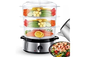 FOHERE Food Steamer, 9.5 Quart 3-Tier Stackable Baskets Electric Vegetable Steamer