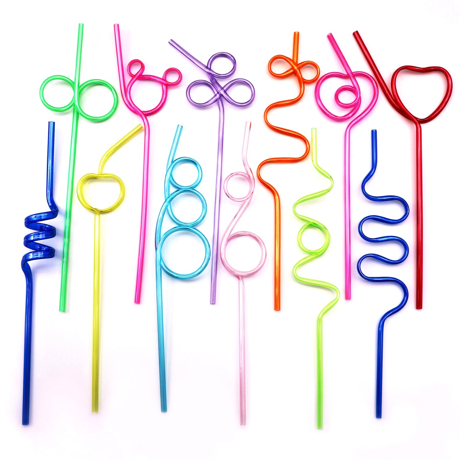 12 Pcs Colorful Curly Straws - Reusable Party Straws for Kids and Adults, Fun Drinking Straws