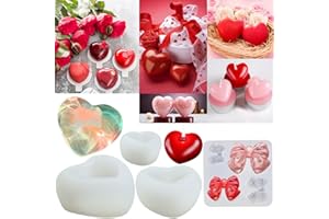 ZQYSING (4 Pack) Valentine's Day Silicone Molds, Love Heart Candle Molds, Love Fondant Silicone Molds for Handmade Cake Chocolate Candy Candle Soap Epoxy Resin Casting Wedding Gift