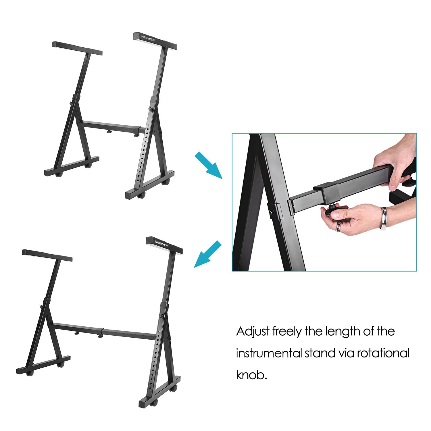 Neewer Heavy Duty Z Style Keyboard Piano Stand With Swivel Casters In
