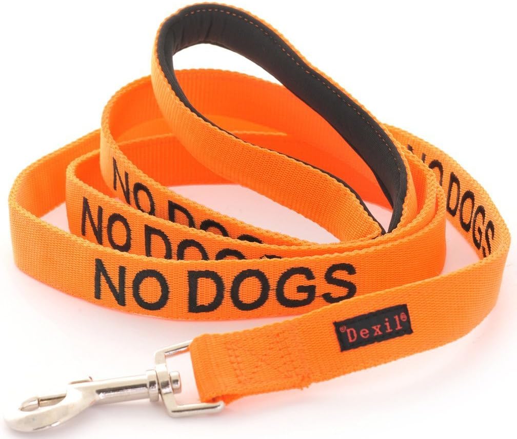 Dexil NO DOGS (Not Good With Other Dogs) Orange Warning Dog Colour Coded Luxury Padded Personalised 1.8m 6ft Lead Leash To Prevent Accidents or Incidents. Dog Award Winning