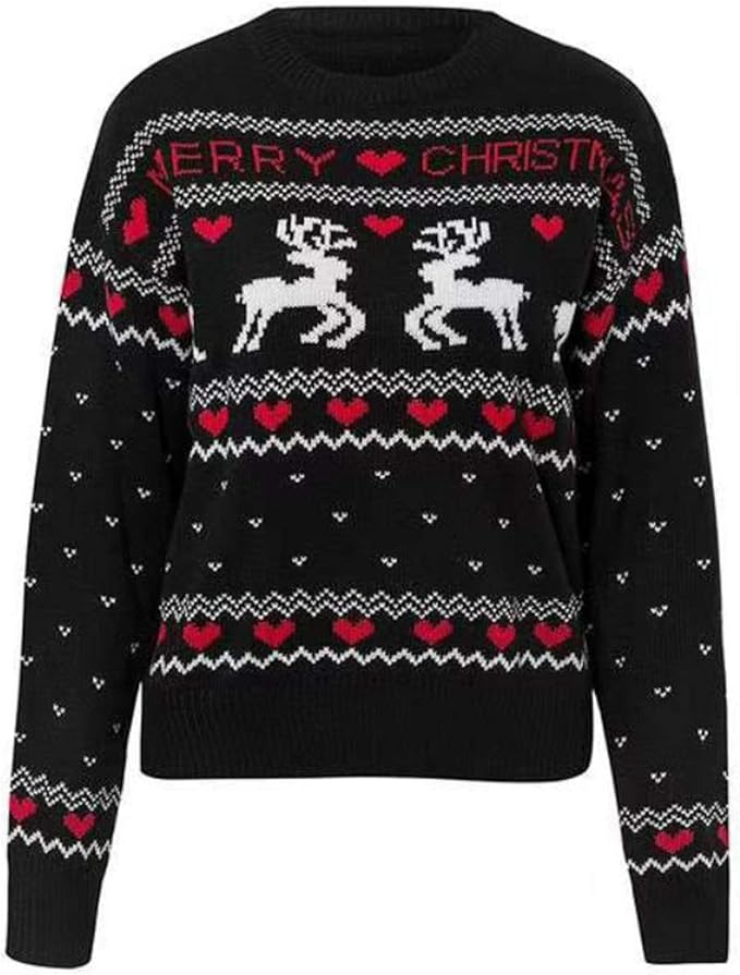 BBkewllclo Women´s Knit Pullover Sweaters Ugly Christmas Deer Print