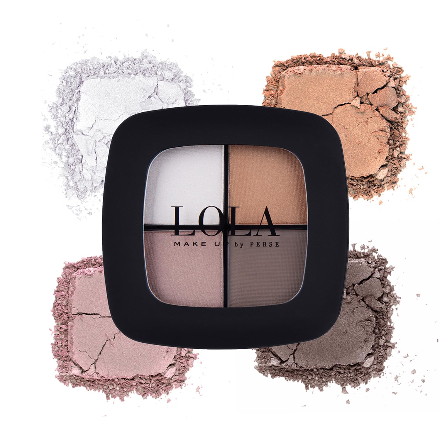 Lola Make Up by Perse Quad Eyeshadow Rich and Intense Colour High Coverage Matte and Satin Eyeshadow for Women,Vegan and Cruelty-Free Eye Makeup Cosmetic Palette for All Skin Types (Neutral Smokey)