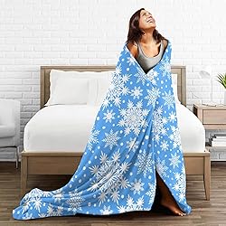 Perinsto Winter Snowflakes Blue Throw Blanket Ultra
