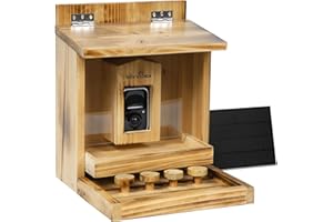 MIXXIDEA Wooden Squirrel Feeder with Camera, Smart Squirrel Feeder with Solar Panel, AI Identification, 2K HD+ Video, Cloud Storage, Large Capacity, Ideal for Squirrel Lover, 32G SD Card