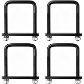 4 Pack Square U-Bolt for Trailer- Fits 4.5 Inch Wide Leaf Springs, Galvanized Steel Clamp Set, Secure Fit for Truck, Boat and Trailers, Black