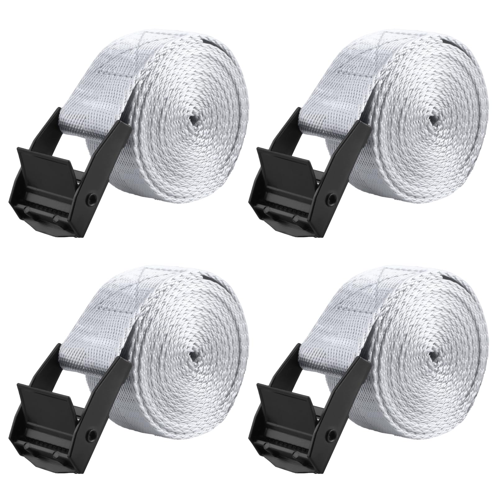 Azarxis Lashing Straps Ratchet Tie Down Secure Cinch Strap Adjustable Cam Buckles Belts Heavy Duty up to 441 lbs Capacity for Motorcycle Cargo Kayak Boat Canoe Truck Trailer (Gray - 4 Pack,6.6 ft)