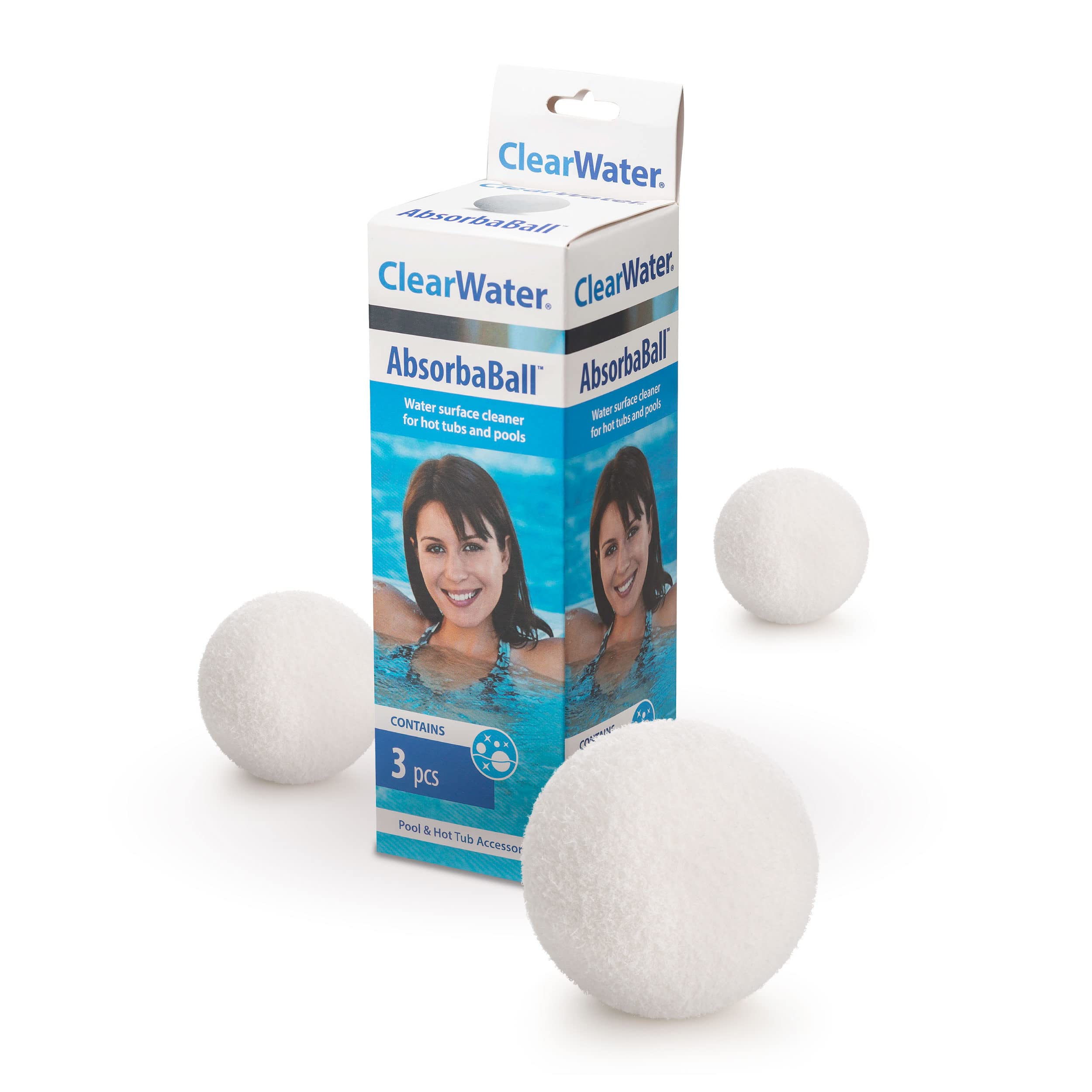 Clearwater Absorbaball, Absorbant Pool and Hot Tub Scum Balls, 3 Pack Floating Sponge Balls, Oil and Dirt Control