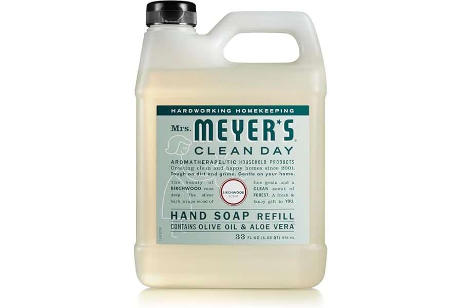 Mrs. MEYER’S Clean Day Liquid Hand Soap Refill, Birchwood Scent, 33 Ounce Bottle