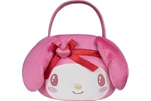 Jazwares Costume Play Hello Kitty and Friends Official Kuromi Heart Pail Accessory - 12-Inch Embroidered Treat Pail with Character Design and Carry Handle