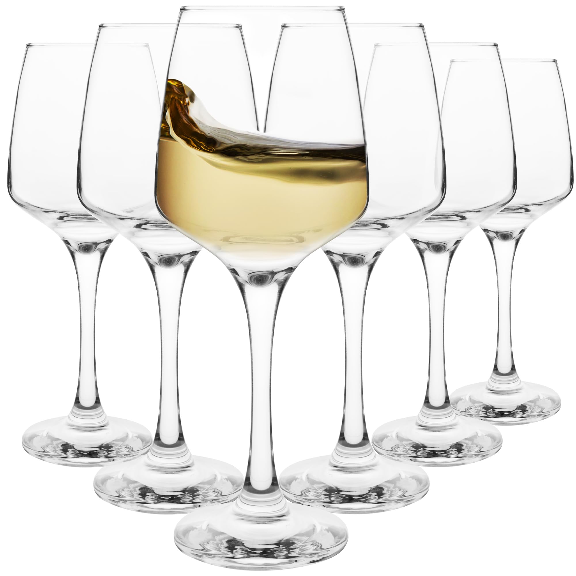 Homiu Large White Wine Glasses | Set of 6 | 330 ML | Crystal Wine Drinking Glass | Florence Collection | Party Wedding Gift Cocktail | Home Restaurants Kitchen Glassware | Dishwasher Safe
